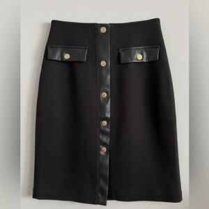 Marc New York Black Pencil Skirt with Gold Buttons